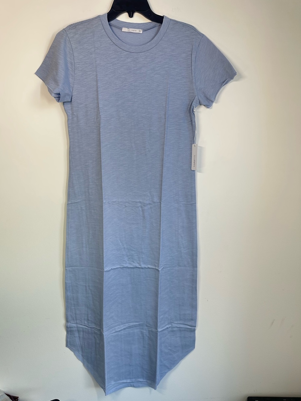 Six/Fifty NWT Baby Blue 100% Cotton Maxi T-Shirt Dress, Size Medium